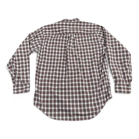 Vintage LL Bean Shirt Adult LARGE White Red Plaid Single Needle Tailoring 80s - Picture 3 of 8